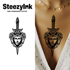 SteezyInk temporary tattoo Warrior's Elegance last upto 2 weeks 3 x 6 inch