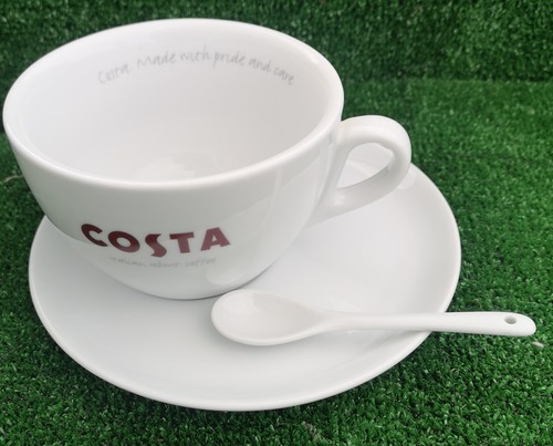 Large 500 ml Costa Coffee Cup Off Set Saucer And Spoon