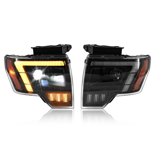 For 2009-2014 Ford F-150 Black Projector Headlights Sequential LED Lamps 09-14 - Picture 12 of 24