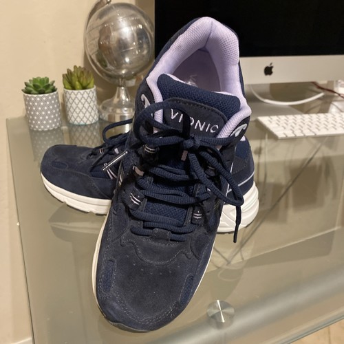 Vionic Sneaker Walker Womens 9.5 Blue Suede Purple 23Walk Shoe New - Picture 3 of 6