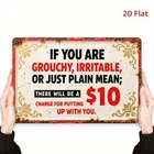 Vintage If You're Grouchy Irritable or Just Tin Metal Signs Home Décor 8x12
