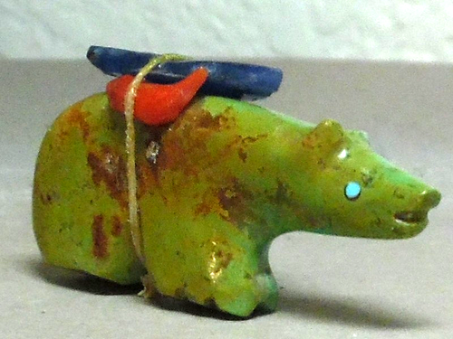 ZUNI FETISH F-5466 TURQUOISE BEAR BY STEWART & PRISCILLA - Picture 5 of 6