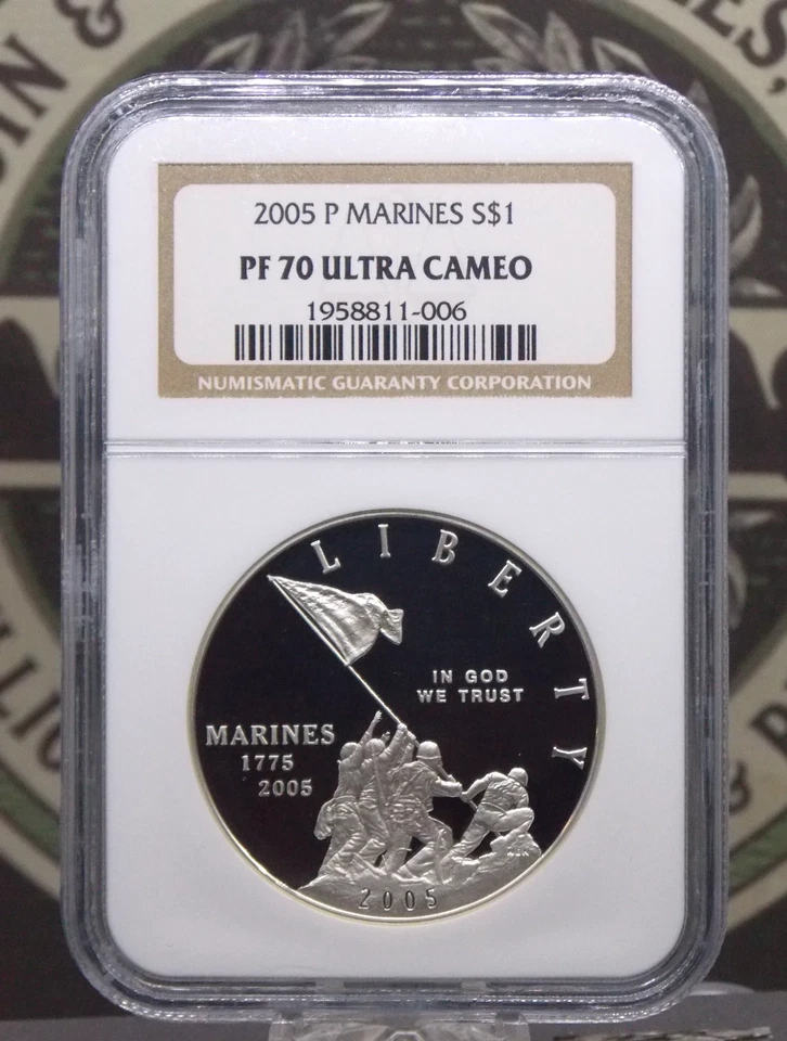 2005 "P" PROOF American *MARINES* Silver Dollar $1 NGC PF70 UC #006 ECC&C, Inc. - Image 3 of 4