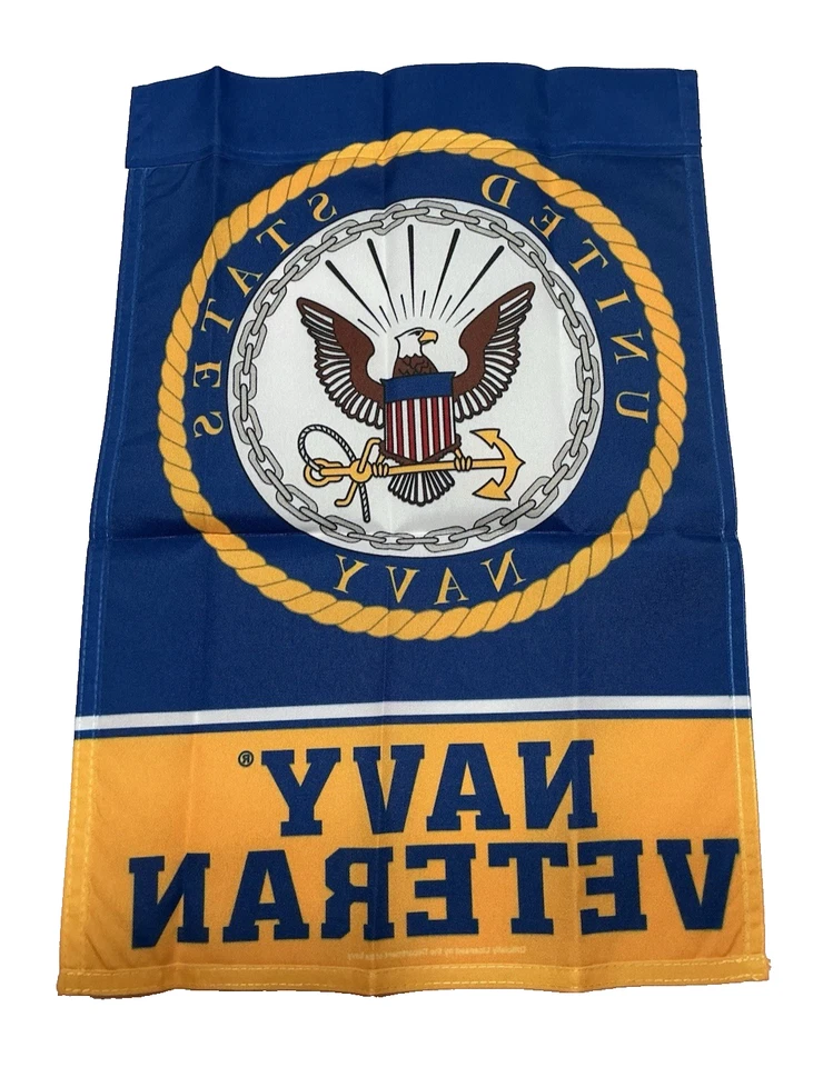 Bandera de jardín patriótico veterano de la Marina de los Estados Unidos poliéster de doble cara 12”x18” NUEVA Foto 3 de 4