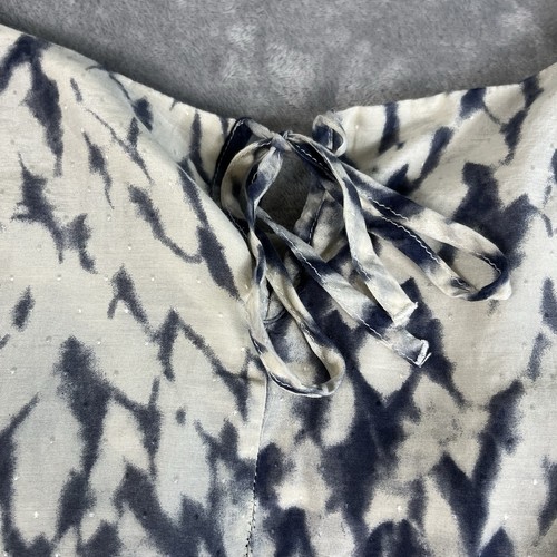 GAP Cotton/Silk Dress Womens M Ivory/Blue Tie Dye Pockets Lined Keyhole Tie Back - Picture 16 of 16