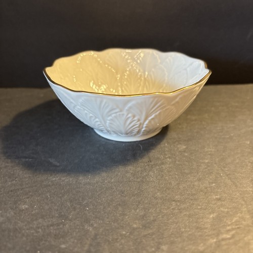 Lenox Greenfield Bonboniere Schüssel 24K Goldrand Porzellan 4,5" Elegant Hergestellt in den USA - Bild 1 von 6