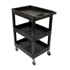 Luxor SEC111HD-B Plastic Utility Cart W/ Hd Casters, 24" X 18", Black