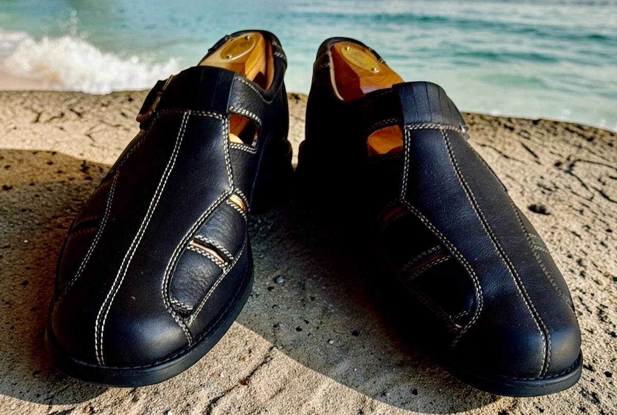 Johnston & Murphy Men\'s Black All Leather Fisherman Sandals  Size 10  Dress Shoe Johnston & Murphy Fisherman Leather Upper Sandals for Men  main image 3