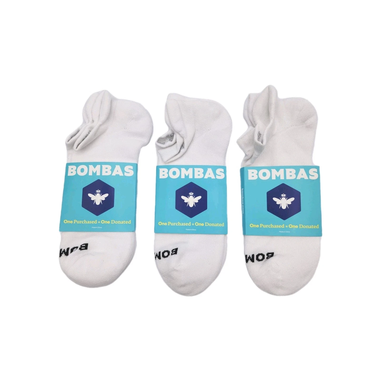 Pair Of 3 Bombas Womens Large 11-13 White Midweight Ankle Socks