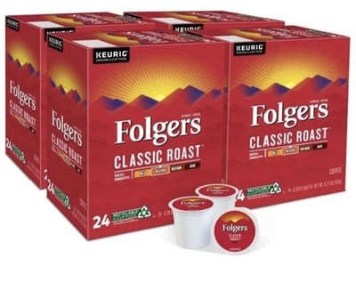 Folgers Single-Serve Keurig Coffee K-Cup Pods, Classic Rst, 96 Count BB 5/21/26