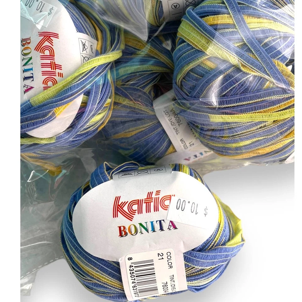 Hilo de cinta 5 madejas Katia BONITA | Color #21 azul, verde, amarillo Foto 2 de 4