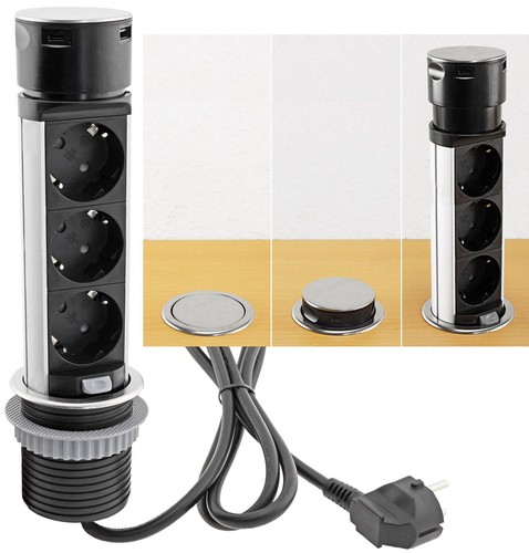 CHILITEC Schreibtisch-Einbausteckdose, 3-fach, UBS-A+C - Bild 2 von 3