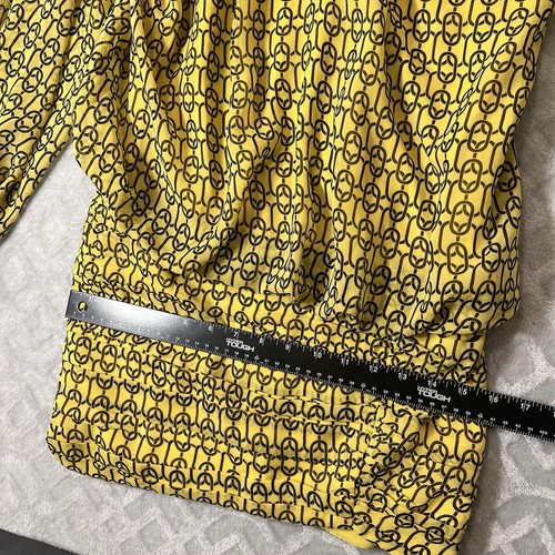 L,Academie The Malle Mini Dress In Gold Chain Puff Sleeves Ruched Skirt Size XS - Picture 17 of 17