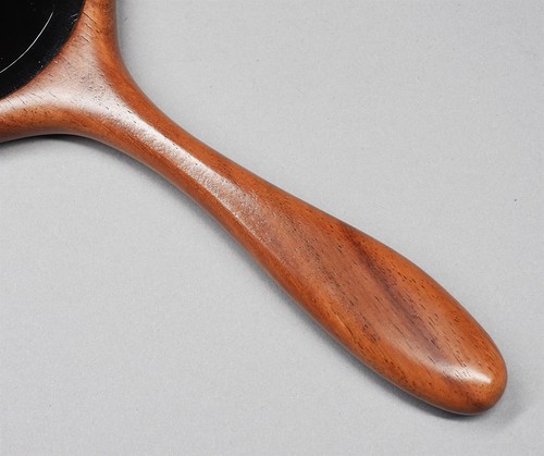 Elegant! Exotic Wood Oval Bevel Glass Vanity Dresser Hand Mirror - Perfect Cond! - Picture 4 of 5