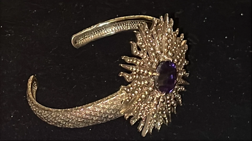 Bracelete NICKY BUTLER Bronze Collection Starburst roxo quartzo grande MCM - Imagem 4 de 4