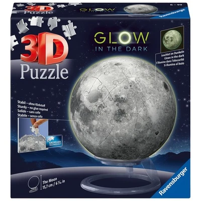 Ravensburger 3D Glow in the Dark Moon Puzzle 72 Piece Sphere Jigsaw - Image 1 of 4