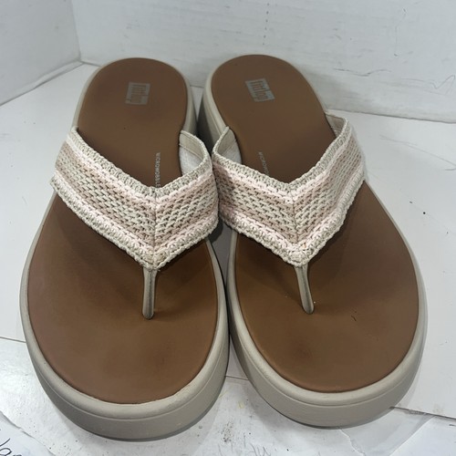 FitFlop Damen F-Mode hellbraun rosa Häkel flache Form Sandalen Schuhe Größe 11 - Bild 4 von 15