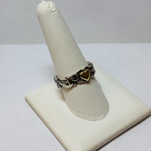 Artcarved Sterling 925 Silver 14k Heart Bird Floral Band Ring Sz 9 - Picture 4 of 7