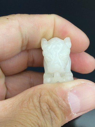 Antique Chinese Mythical Creature Carved Mutton Fat Jade Figure - Picture 12 of 12