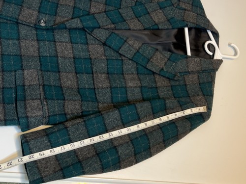 Touché Uomo 100% Wool Blazer Italian Made Size 50 Green Plaid Pattern Has Pocket - Picture 9 of 14