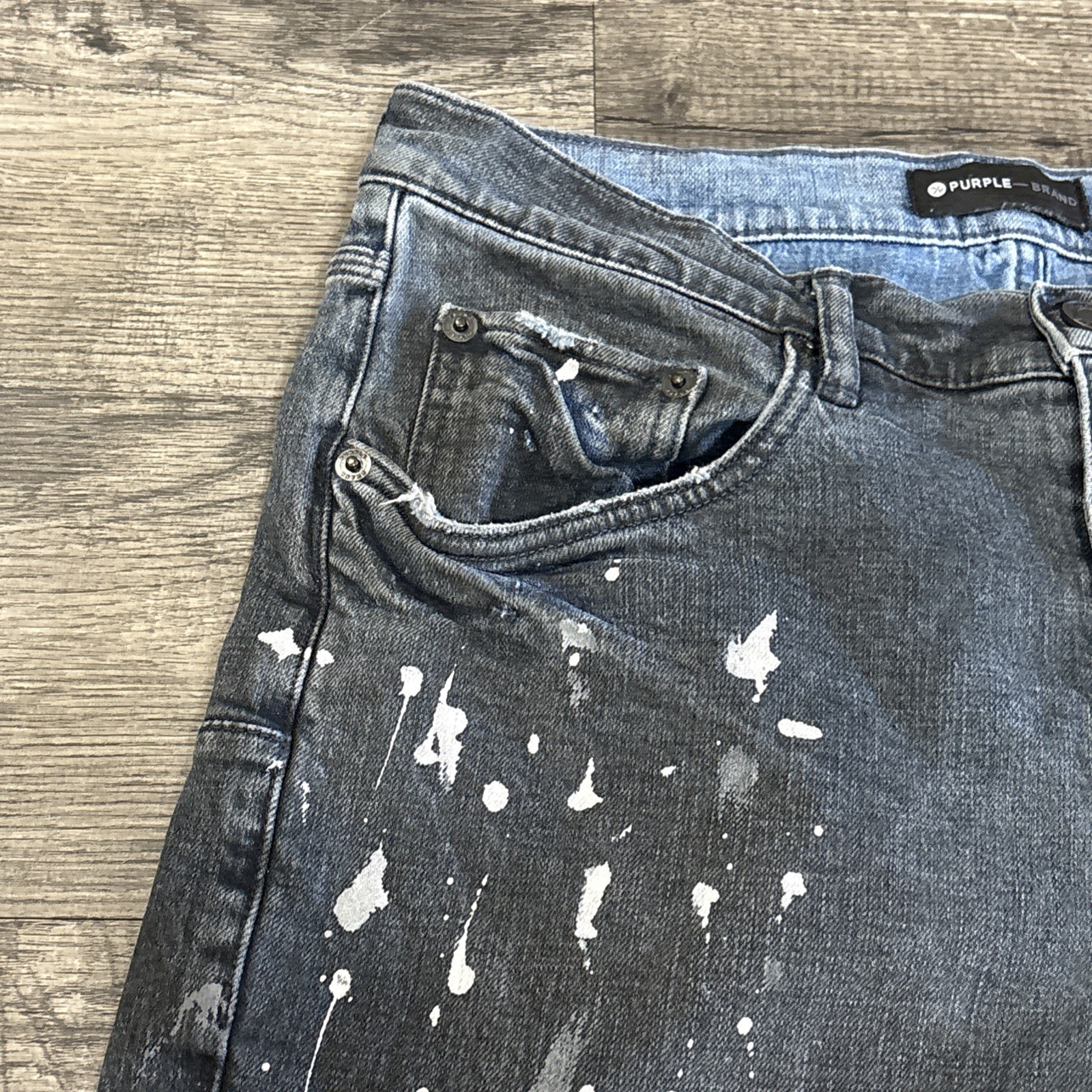 Purple Brand Men’s P001 Paint Splatter Slim Leg Low Rise 31 Fits 30 X 30.5 NEW - View 3