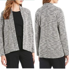 Eileen Fisher Open Kimono Knit Cardigan Womens Large Marled Organic Cotton