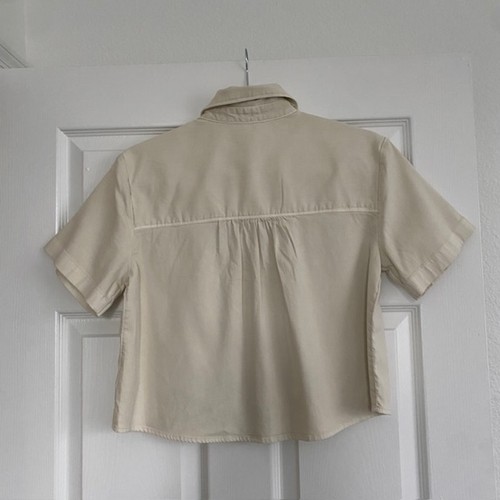 Treasure & Bond Damen Boxy Kurzarm Crop Button-Up Shirt Ivory Dove XXS - Bild 4 von 11