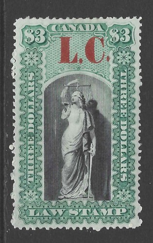 Bigjake: Quebec QL-12, $3.00 sello legal - Imagen 1 de 2