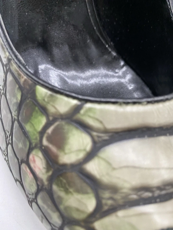 Zapatos de vestir J Renee Luxe para mujer talla 11W metálicos serpiente tacón de aguja punta abierta Foto 4 de 4