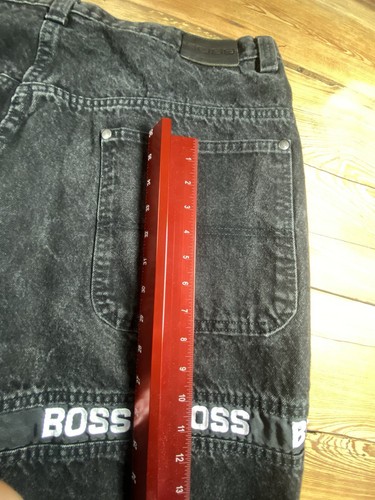 VTG Boss Jeans Men 40x30 Black Denim Baggy Y2k Wide Leg Skater Big Pockets - Picture 13 of 16