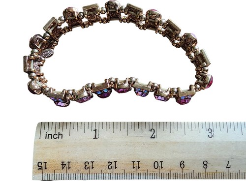 KIRKS FOLLY schönes Stretch elastisches Armband rosa Kristalle & goldfarben - Bild 3 von 6