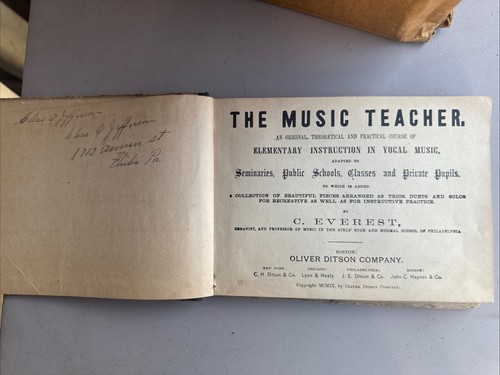The Music Teacher by C. Everest Antique 1909 hardcover Philadelphia Lee & Walker - Picture 2 of 5