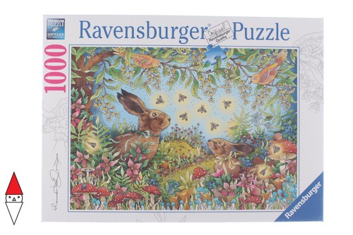 PUZZLE ANIMALI RAVENSBURGER CONIGLI BOSCO MAGICO DI NOTTE 1000 PZ - Foto 1 di 2