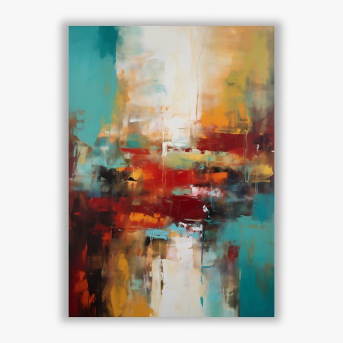 Verdant Motion Lush yellow and blue tones in a sweeping textured abstract design - Picture 2 of 6