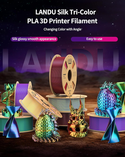 Silk Tri-Color PLA Filament 1.75Mm 1Kg, Triple Color Silk PLA Filament, Rainbow - 第 7/12 張圖片
