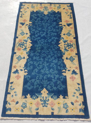 Vintage Peking Chinese Handmade Epic Floral Multicolor Wool Rug Carpet 180x96 cm