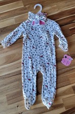 Hello Kitty Baby Girls 2-piece Footed Coverall and Headband Bow Size 3M, 6M, 9M
