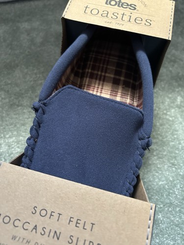 NEU TOTEN Toasties Memory Foam Mokassin Hausschuhe Herren Large 11-12 blau Slipper - Bild 8 von 12