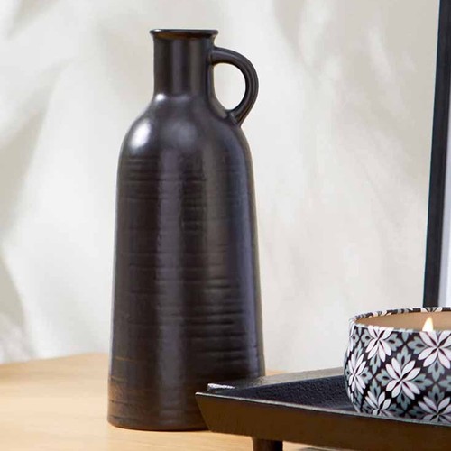 Schwarze Keramik Kanne Vase 8 Zoll Minimalistisch Dekorativ Tischplatte Wohndeko Neu - Bild 5 von 6
