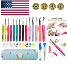 Long Ergonomic Crochet Needles Set 2-10mm with Case - Ideal Gift for Crafters