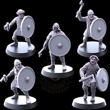 Viking Warriors with Axes X5 28mm 1/56 Wargames & Collectors Figures