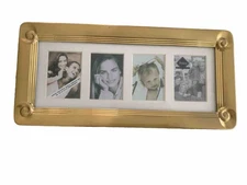 Beautiful Brass Like Photo Frame Holds Up To 4 Small Pics / Panoramic Pic Fetco