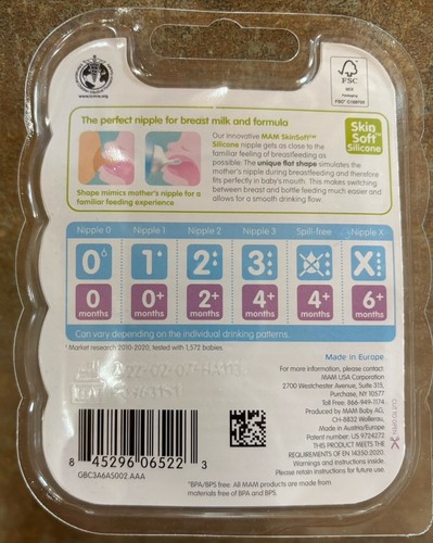NEW 4 2-PacksMAM Bottle Nipples Fast Flow Nipple Level 3 for 4+ Months - Picture 2 of 3