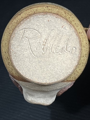 Taza cara cerámica artística bigote y monocejas taza de café firmada Robledo - Imagen 13 de 13
