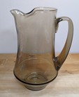 60s 70s Vintage Smoked Glass Jug Pitcher Smokey Retro Studio Glass Water