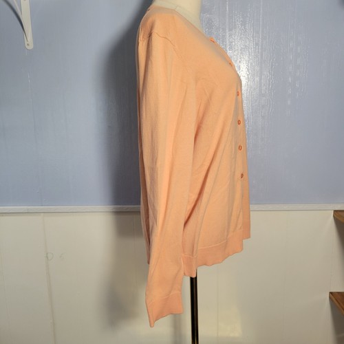 Karen Scott Medium Light Peach Classic Lightweight Button Up Longsleeve Sweater - Picture 4 of 10