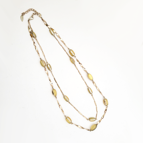 Coldwater Creek Yellow Acrylic Beaded Long Double Strand Goldtone Necklace 26"