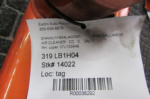 Lamborghini Gallardo, RH, Right Upper Air Cleaner Cover, Used, P/N 07L133849 - Picture 5 of 6