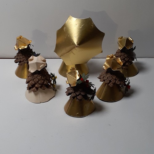 Vintage Cottagecore Pinecone and Paper Girls Christmas Decorations 6 pc set - Picture 10 of 17