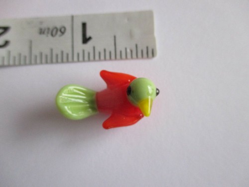U3 orange grün Vogel GLAS MINIATUR TIER FIGUR winzig niedlich Mini Diorama - Bild 5 von 8